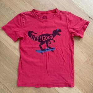 Life Is Good Kids Red Dinosaur T-Shirt